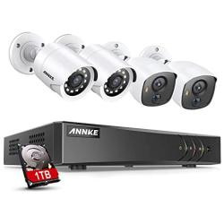 ANNKE Surveillance Camera System, 8CH 5MP H.265+ DVR Recorder and 2pcs 1080P PIR CCTV Cameras and 2pcs 1080P Outdoor TVI Cameras, Email Alert with Snapshot, 1TB Hard Drive Included