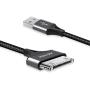 AGVEE Unbreakable Nylon Braided [3 Pack 6ft] 30 Pin Heavy Duty Fast Charger Cable, Slim Metal Shell End Case Friendly Charging Data Cord for iPhone 4/4S, iPad 1/2/3, iPod, Black Gray