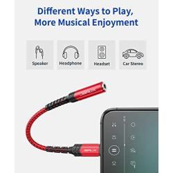 JSAUX Lightning to 3.5mm Female Headphone Jack Adapter, Apple MFi Certified iPhone Audio Dongle Cable Earbuds Headphone Converter Compatible with iPhone 11/11 Pro/11 Pro Max/SE/X XR XS XS Max 8 7-Red
