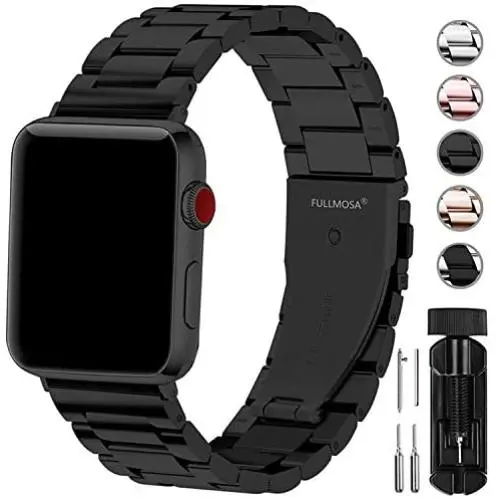 Fullmosa Compatible Apple Watch Band 42mm 44mm 38mm 40mm, Stainless Steel Metal for Apple Watch Series 5 4 3 2 1 Bands, 42mm 44mm Black Fullmosa Compatible Apple Watch Band 42mm 44mm 38mm 40mm, Stainless Steel Metal for Apple Watch Series 5 4 3 2 1 Bands, 42mm 44mm Black