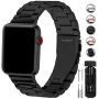 Fullmosa Compatible Apple Watch Band 42mm 44mm 38mm 40mm, Stainless Steel Metal for Apple Watch Series 5 4 3 2 1 Bands, 42mm 44mm Black
