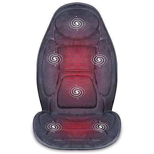 SNAILAX Vibration Massage Seat Cushion with Heat 6 Vibrating Motors and 3 Therapy Heating Pad, Back Massager, Massage Chair Pad for Home Office Car use