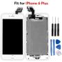 Ayake for iPhone 6 Plus Digitizer Screen Replacement White 5.5 Full LCD Display Assembly with Home Button, Front Facing Camera, Earpiece Speaker Pre Assembled and Repair Tool Kits