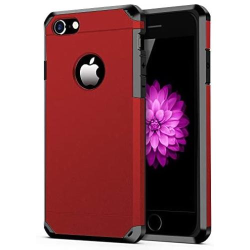iPhone 7/8 Case, ImpactStrong Heavy Duty Dual Layer Protection Cover Heavy Duty Case for iPhone 7/8 (Deep Red)