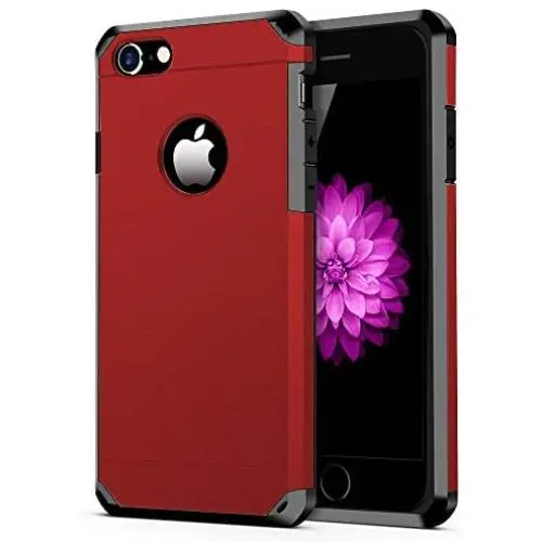 iPhone 7/8 Case, ImpactStrong Heavy Duty Dual Layer Protection Cover Heavy Duty Case for iPhone 7/8 (Deep Red)