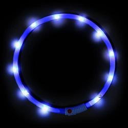 USB Rechargeable LED Dog Collar - Glowing Pet Safety Collar Silicone Cuttable Light Up Dog Collar Lights for Night Dog Walking