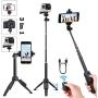 Yunteng Portable 40 Inch Universal Selfie Stick, Selfie Stick Tripod with Wireless Remote, Extendable Mini Aluminum Alloy Handheld Monopod Phone Tripod Compatible with iPhone Samsung DSLR GoPro