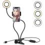 Selfie Ring Light with Flexible Cell Phone Holder Lazy Bracket Desk Lamp LED Light, Mini Led Camera Ringlight for YouTube Video/Photography Compatible with iPhone Xs Max XR Android