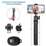 Phone Tripod,Portable Flexible Camera Tripod Stand,3 in 1 Mini Tripod with Wireless Remote and GoPro Adapter,Universal Phone Holder Compatible with iPhone, Android,DSLR,Sports Camera GoPro