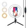 Ring Light with Cell Phone Holder Tripod Stand with Desktop LED Lamp with 3 Light Modes for Beauty Video Live and Makeup