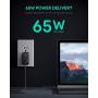 USB C Charger AUKEY Omnia 65W 2-Port Fast Charger Foldable USB C Wall Charger with GaNFast Tech & Dynamic Detect for iPhone 11 Pro Max SE, Macbook Pro, iPad, AirPods Pro, Pixel 4XL, Galaxy S10, Switch