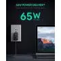 USB C Charger AUKEY Omnia 65W 2-Port Fast Charger Foldable USB C Wall Charger with GaNFast Tech & Dynamic Detect for iPhone 11 Pro Max SE, Macbook Pro, iPad, AirPods Pro, Pixel 4XL, Galaxy S10, Switch
