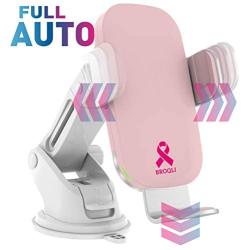 BROQLI Fast Wireless Car Charger Mount Kit, One Touch Automatic Clamping Qi Cell Phone 10W Power Charging Air Vent Dashboard Holder iPhone X/Xs Max/XR/8/8+,Galaxy S10/S10+/S9/S9+/S8/S8+ (Shira Pink)