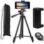 Phone Tripod, PEYOU 50" Aluminum Lightweight Camera Tripod + Bluetooth Remote + Universal Smartphone Holder Mount Compatible for iPhone XS Max XS XR X 8 7 6 6S Plus,Galaxy Note 9 8 S10 S9 S8 Plus S10e