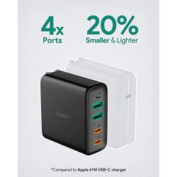 AUKEY USB C Charger, 48W 4 Port Fast Charging Adapter with Power Delivery, Foldable Wall Charger with 45W USB C Port Compatible with MacBook Air, USB C Laptops, iPhone 11 Pro Max, iPad Pro and Switch