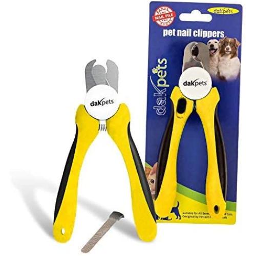 DakPets Dog & Cat Pets Nail Clippers and Trimmers - with Safety Guard to Avoid Over Cutting, Free Nail File, Razor Sharp Blade - Professional Grooming Tool for Large and Small Animals