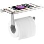 Bosszi Toilet Paper Holder with Phone Shelf Wall Mounted, SUS304 Stainless Steel Bathroom Accessories Tissues Roll Dispenser Storage Rack, Brushed