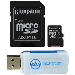 Kingston 256GB SDXC Micro Canvas Select Memory Card and Adapter Works with Samsung Galaxy A10, A20, A70 Cell Phone (SDCS/256GB) Bundle with 1 Everything But Stromboli MicroSD and SD Card Reader