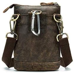 NKns Travel Accessories Leather Pockets Mens Retro Pockets Outdoor 7 Inch Wear Belt Small Pockets Mobile Phone Bag Mens Gadgets