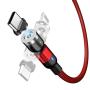 [540°Rotation] Magnetic Phone Charger Cable(3-Pack), 3 in 1 Magnetic Charging Cable, Compatible with Mirco USB, Type C Smartphone and iProduct Device (Red