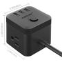 Power Strip with USB, Small Outlet Strip JSVER USB Power Strip, Travel Power Strip 3 USB Ports 3 Outlets,4.92ft Power Extension Cord for iPhone Xs/XR/X/8, Travel, Office, Cruise Ship, Dorm (Black)