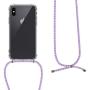 kwmobile Crossbody Case Compatible with Apple iPhone X - Clear Transparent TPU Cell Phone Cover with Neck Cord Lanyard Strap - Transparent/Light Blue