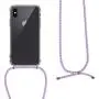 kwmobile Crossbody Case Compatible with Apple iPhone X - Clear Transparent TPU Cell Phone Cover with Neck Cord Lanyard Strap - Transparent/Light Blue