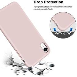 iPhone XR Case, Anuck Soft Silicone Gel Rubber Bumper Phone Case with Anti-Scratch Microfiber Lining Hard Shell Shockproof Full-Body Protective Case Cover for Apple iPhone XR 6.1" 2018 - Pink Sand