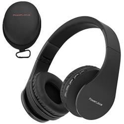 PowerLocus Wireless Bluetooth Over-Ear Stereo Foldable Headphones, Wired Headsets with Built-in Microphone for iPhone, Samsung, LG, iPad (Black)