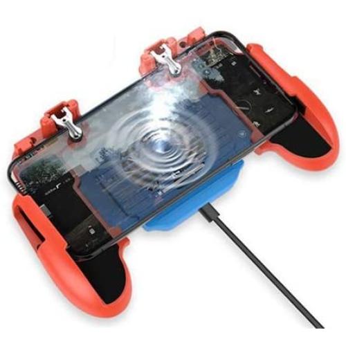 Studyset Gaming Controller Gamepad H5 Portable PUBG Mobile Phone Game Controller Joystick Cooling Fan Gamepad for iOS Android Red Blue with Fan