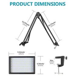 Neewer 2 Packs Dimmable 5600K Mini USB LED Video Light and Desktop Clamp Suspension Boom Scissor Arm Stand for LiveStreaming/Gaming/YouTube/TikTok Video/Fill Lighting/Photography