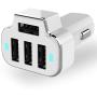 Aduro 4 Port Car Charger Adapter, 12V Fast Car Charger USB Adapter Power Station 5.2A/26W Output (White)