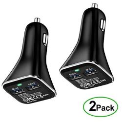 Dual-Port QC 3.0 Car Charger 48W 6A USB Fast Charging Adapter Compatible for Galaxy S10+ Note 10+, iPhone 11 Pro Xs Max, iPad Pro, LG, Moto, Oneplus, Huawei, Pixel and More.[2Pack]
