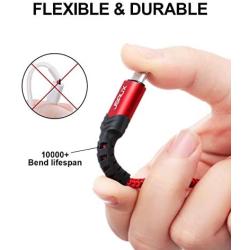 USB C Cable Fast Charging,JSAUX 3-Pack(1ft+3.3ft+6.6ft) USB A to Type C Charger Nylon Braided Cord Compatible with Samsung Galaxy S10 S9 S8 Plus Note 10 9 8,Moto Z,LG V20 G6 G5,Switch and More(Red)