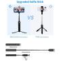 Selfie Stick, Extendable Selfie Stick Tripod with Detachable Bluetooth Remote, Fill Light & Tripod Stand Selfie Stick for iPhone 11/11 Pro/Xs Max/XS/XR/X/8P/7P, Galaxy S20/S10/S9/S8/Note8,Huawei,More