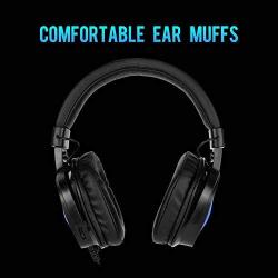 SADES DPOWER Stereo Gaming Headset for PS4, PC, Mobile, Noise Cancelling Over Ear Headphones with Omnidirectional and Flexible Mic, Skin-friendly Leather Ear muffs for Nintendo Switch Games-Black Blue