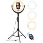 10 Selfie Ring Light 67 Tripod Stand - Lamicall LED Circle Halo Light with Cell Phone Holder for Live Stream/Makeup/YouTube Video Recording/Photography, ARO De Luz Compatible with All iPhones