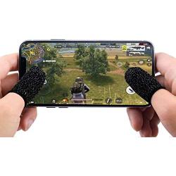 KMNIC Gaming Touchscreen Conductive Fiber Cap Anti-Sweat Breathable Touch Finger Gloves for Mobile Phone Games Better Than PUBG Trigger (Black)