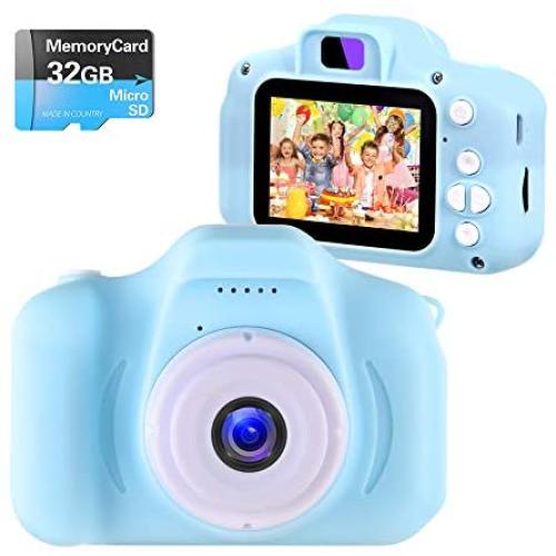 NINE CUBE Kids Camera Digital Camera for 3-10 Year Old Girls,Toddler Toys Video Recorder 1080P 2 Inch,Children Camera Birthday Festival Gift for 3 4 5 6 7 8 9 Year Old Boys(32G SD Card Included)