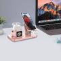 Fingic 4 in 1 Charging Stand for Apple Watch (5/4/3/2/1), Airpods Pro 2019, Airpod 2/1, iPhone SE 2020/11 Pro/X/XS/XR/Xs Max/8 Plus, Charging Dock Station for iPad Stand Tablet Stand Samsung,Rose Gold