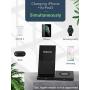 Wireless Charger, Fast Qi Wireless Charging Stand, 2-in-1 Wireless Charging Station Dock for iPhone 11 Pro/Max/X/Xs/XR/AirPods2, Samsung Galaxy Note/Watch/ Buds