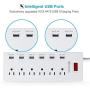 HITRENDS Surge Protector Power Strip 6 Outlets with 6 USB Charging Ports, USB Extension Cord, 1625W/13A Multiplug for Multiple Devices Smartphone Tablet Laptop Computer (6ft, White & Black)