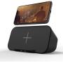 Bluetooth Speaker with Wireless Charger Stand, Premium Stereo Sound Speaker 18 Hours Playtime, 2 in 1 Home Audio Player Qi Charger Charging Compatible with iPhone, Samsung, Qi-Enabled Smartphones