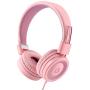 Kids Headphones - noot products K11 Foldable Stereo Tangle-Free 3.5mm Jack Wired Cord On-Ear Headset for Children/Teens/Girls/Smartphones/School/Kindle/Airplane/Plane/Tablet - Soft Pink