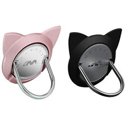 Cat Finger Phone Holder Durable, Phone Cat Ring for Magnet Car Mount, Ring Holder Compatible for iPhone XS/XS Max/XR and other Phones (2 Pack, Black/Rose Gold)