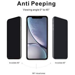 Entwth Cell Phone Tempered Glass Privacy Screen Protector(Black,2 Pack),Compatible iPhone 11/XR 6.1" Screen HD Clarity 3D Touch 9H Hardness Anti-Spy Anti-Scratch Anti-Glare,Easy Install Bubble Free