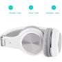 Bluetooth Headphones, Riwbox XBT-80 Folding Stereo Wireless Bluetooth Headphones Over Ear with Microphone and Volume Control, Wireless and Wired Headset for PC/Cell Phones/TV/ipad (Sliver White)