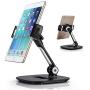 AboveTEK Stylish Aluminum Tablet Stand, Cell Phone Stand, Folding 360° Swivel iPad iPhone Desk Mount Holder fits 4-11" Display Tablets/Smartphones for Kitchen Bedside Office Table POS Kiosk Showroom