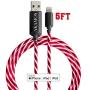 Light up iPhone Charger {MFI Apple Certified} AKAMOS 5ft LED iPhone Charger with Flowing led, USB to Lightning Cable with Quick Charge, Compatible with Phone11/11pro Max/XR/8/8Plus/7/6(Flowing Red)