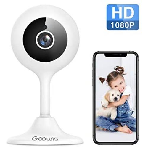 WiFi Camera Indoor, Goowls 1080p HD Home Security Camera 2.4GHz Wired IP Dog Camera for Baby/Pet/Nanny with Motion Detection Night Vision 2-Way Audio Cloud & SD Card Storage Compatible with Alexa